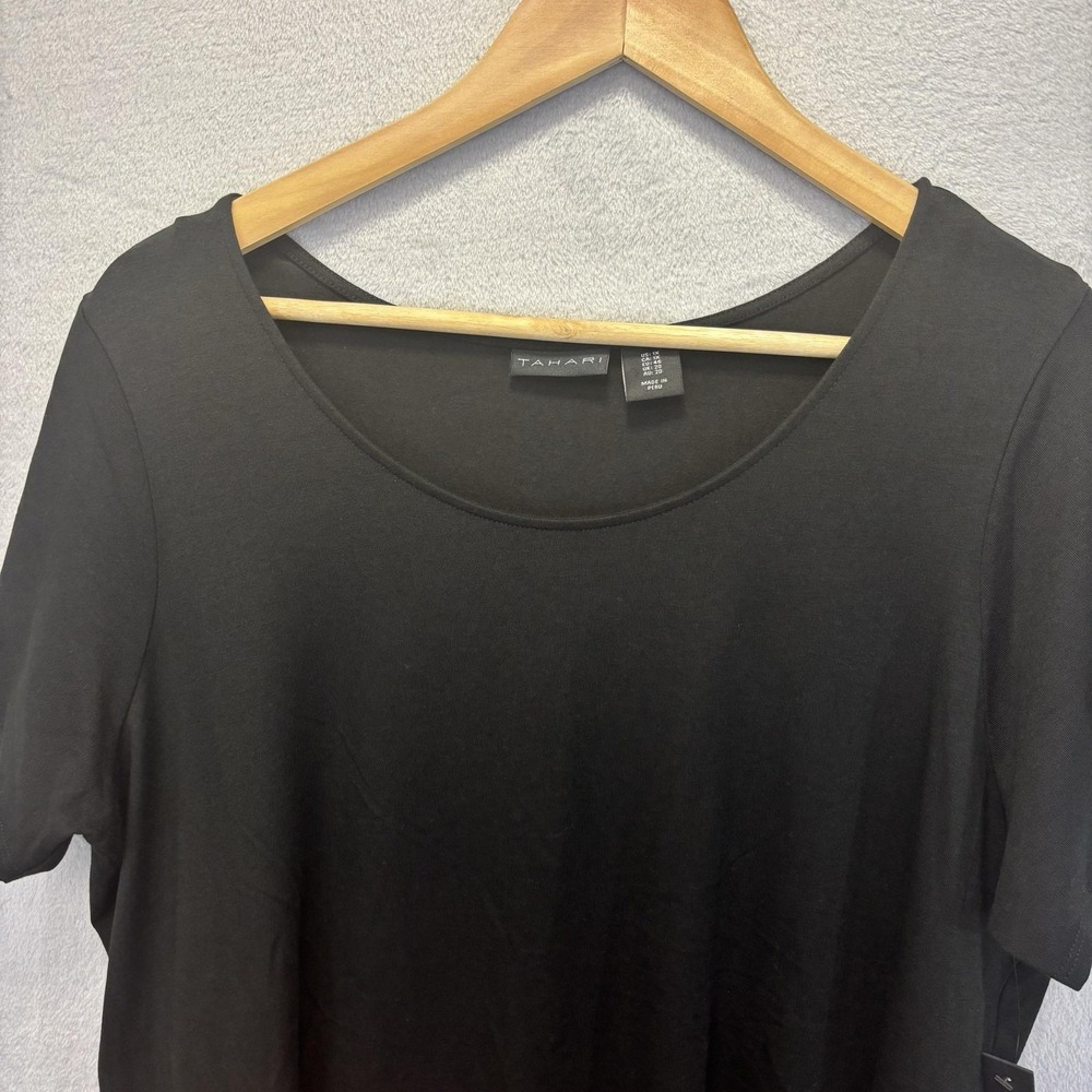 NWT Tahari Modal Pima Cotton T-Shirt Womens 1X Black Scoop Stretch Minimalist XL - Picture 8 of 9